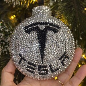 Christmas Ornament, Tesla Sparkling Silver Ornament, Rhinestones, Bling Holiday